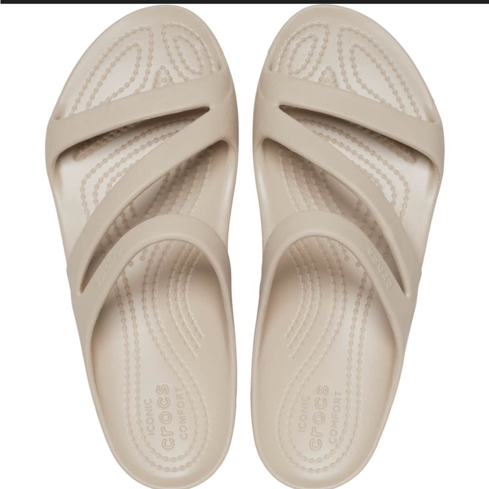 CROCS Kadee Cobblestone Taupe Slide Sandals - Picture 3 of 11